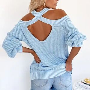 New, VICI DOLLS-Cool Breeze Cotton Cold Shoulder Sweater🦋